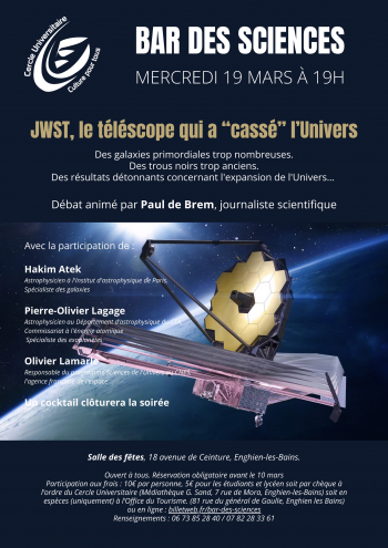 Conférence // Bar des sciences - JWST, le télescope qui a "cassé" l'Univers