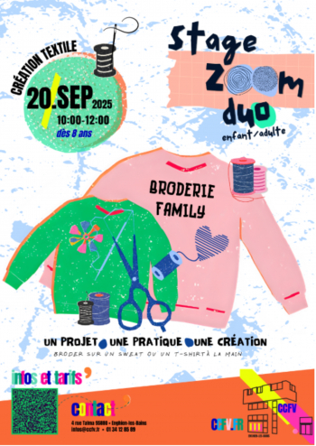 Stage Création textile // Zoom duo adulte-enfant - Broderie Family